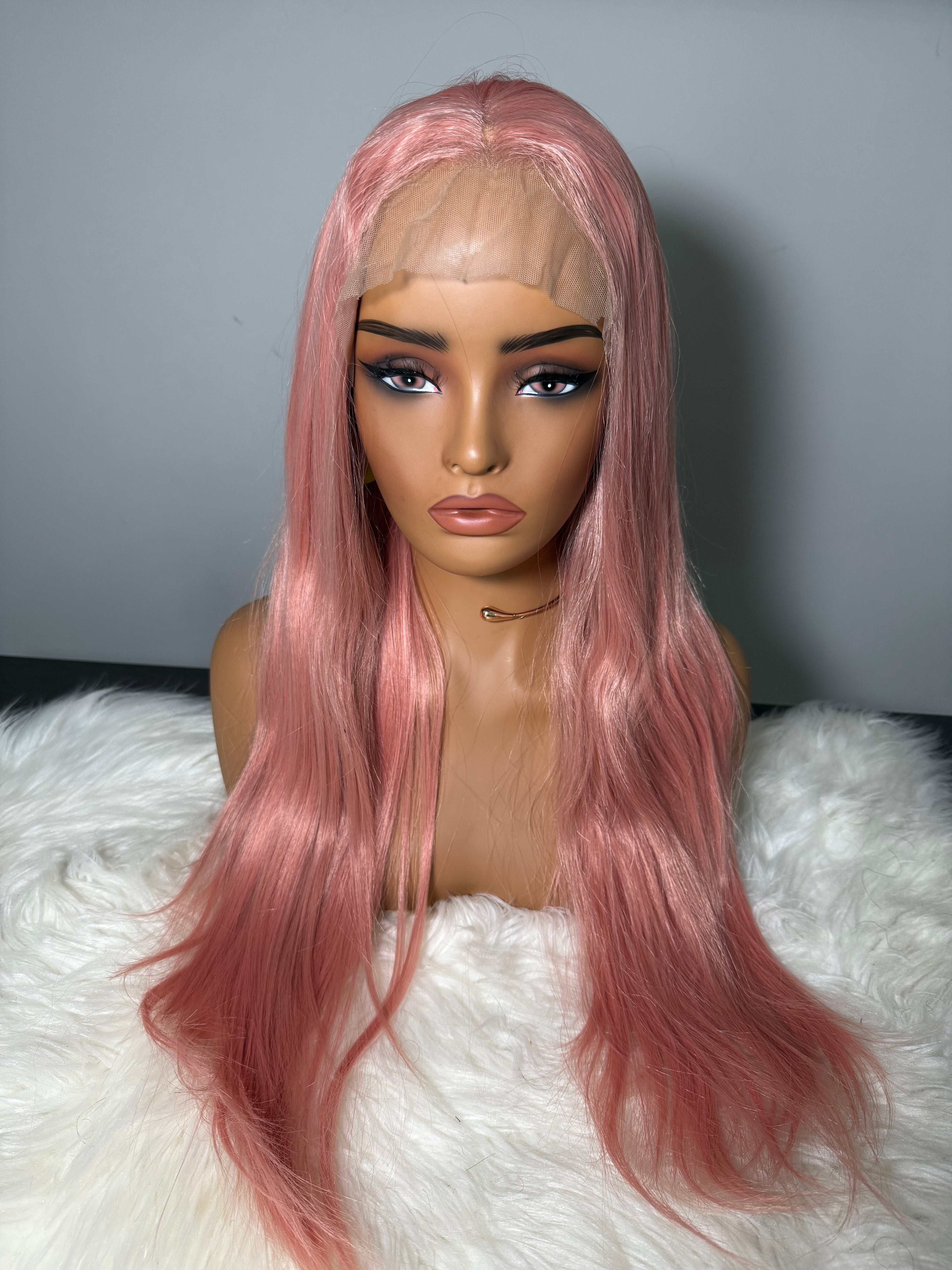 Light Pink Lace Frontal Synthetic