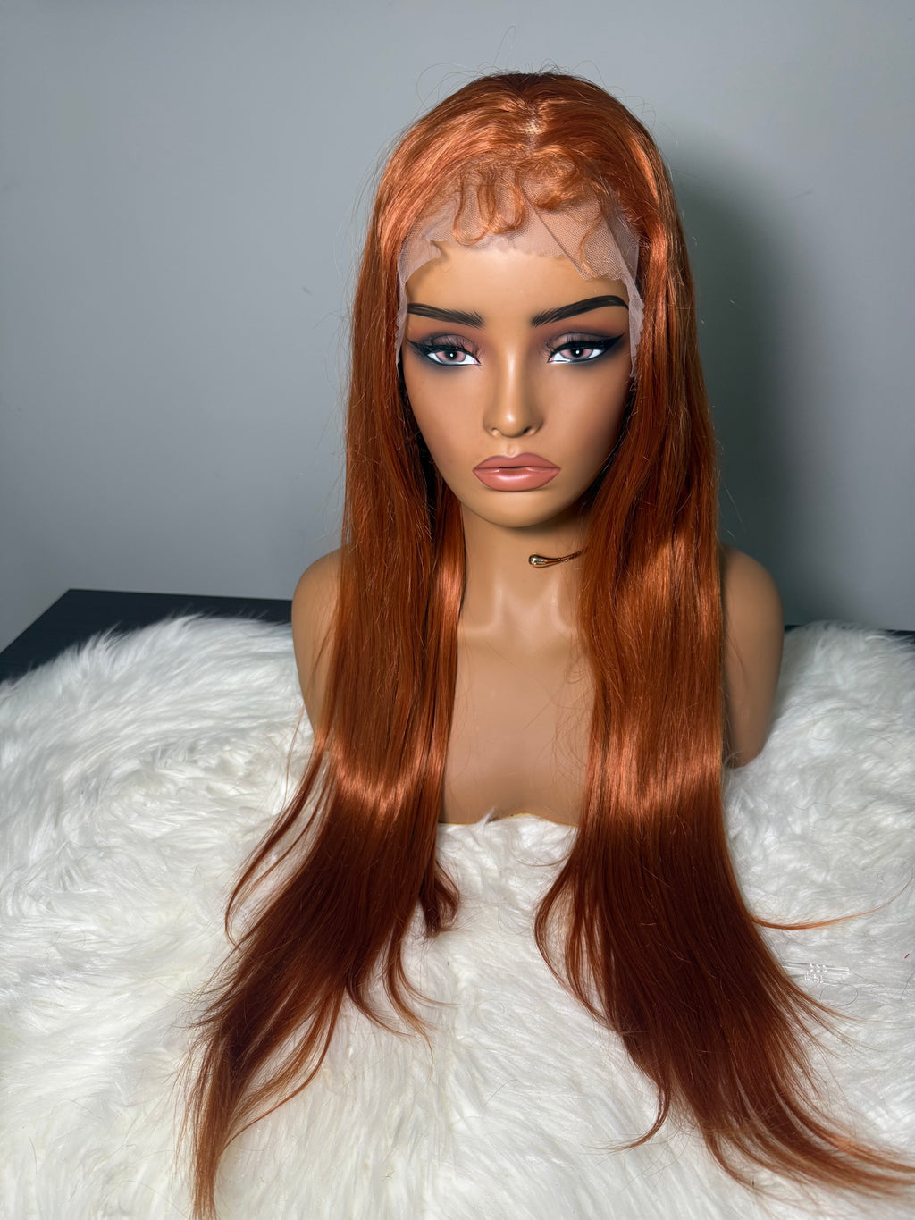 13x4 Ginger Orange Lace Front Wig – Long Straight Synthetic