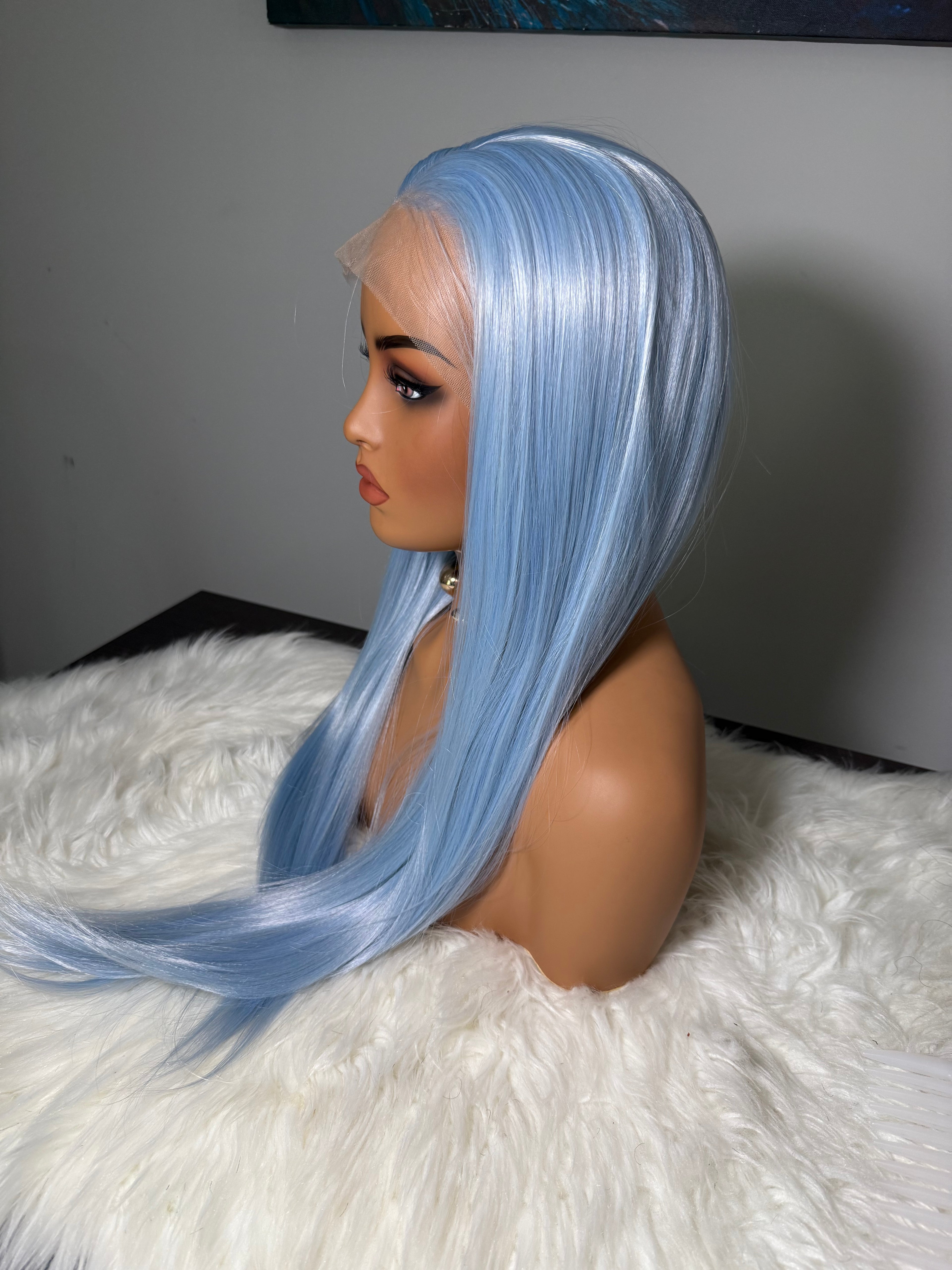 Light Blue Lace Front Wig Synthetic