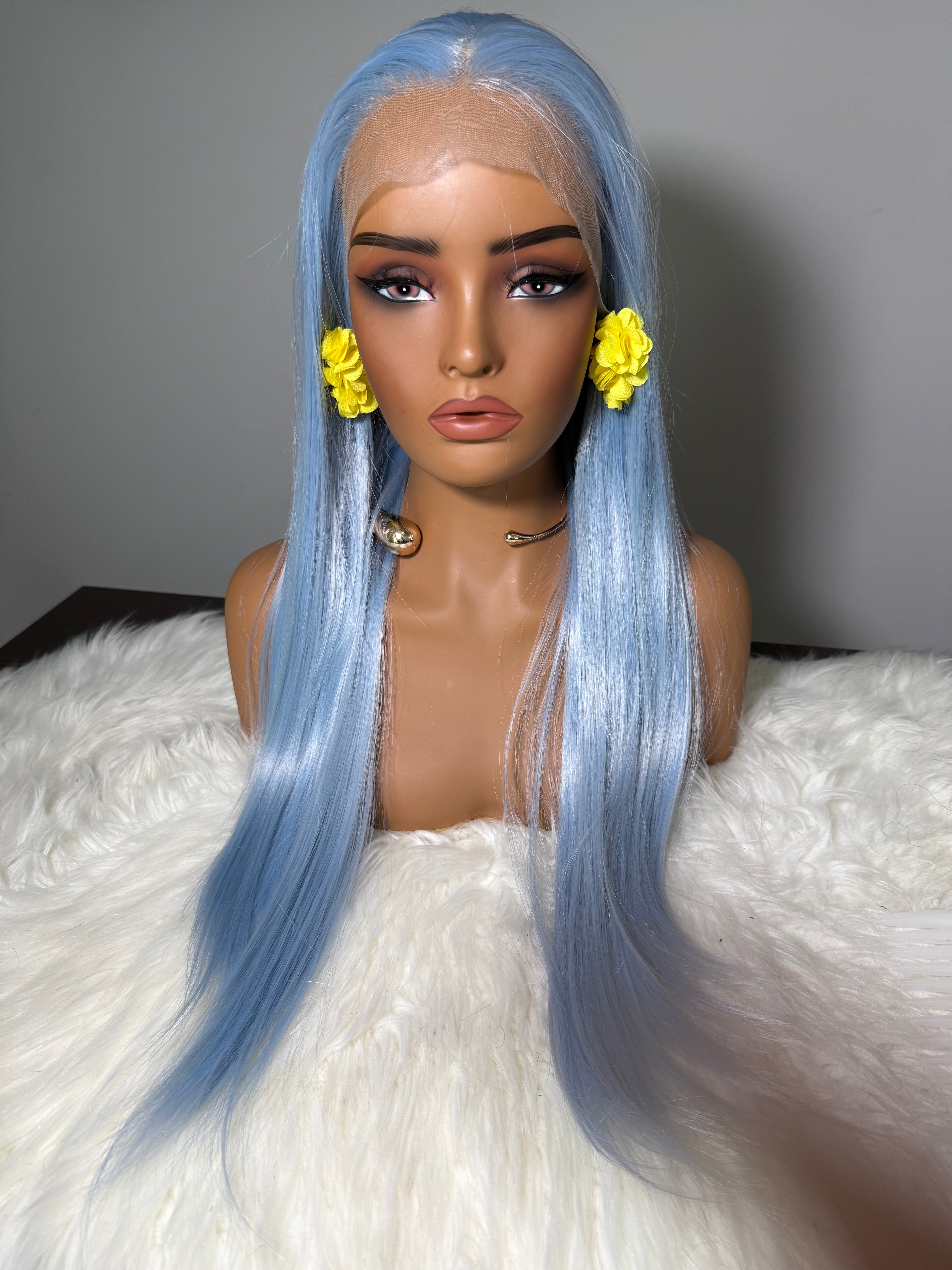 Light Blue Lace Front Wig Synthetic