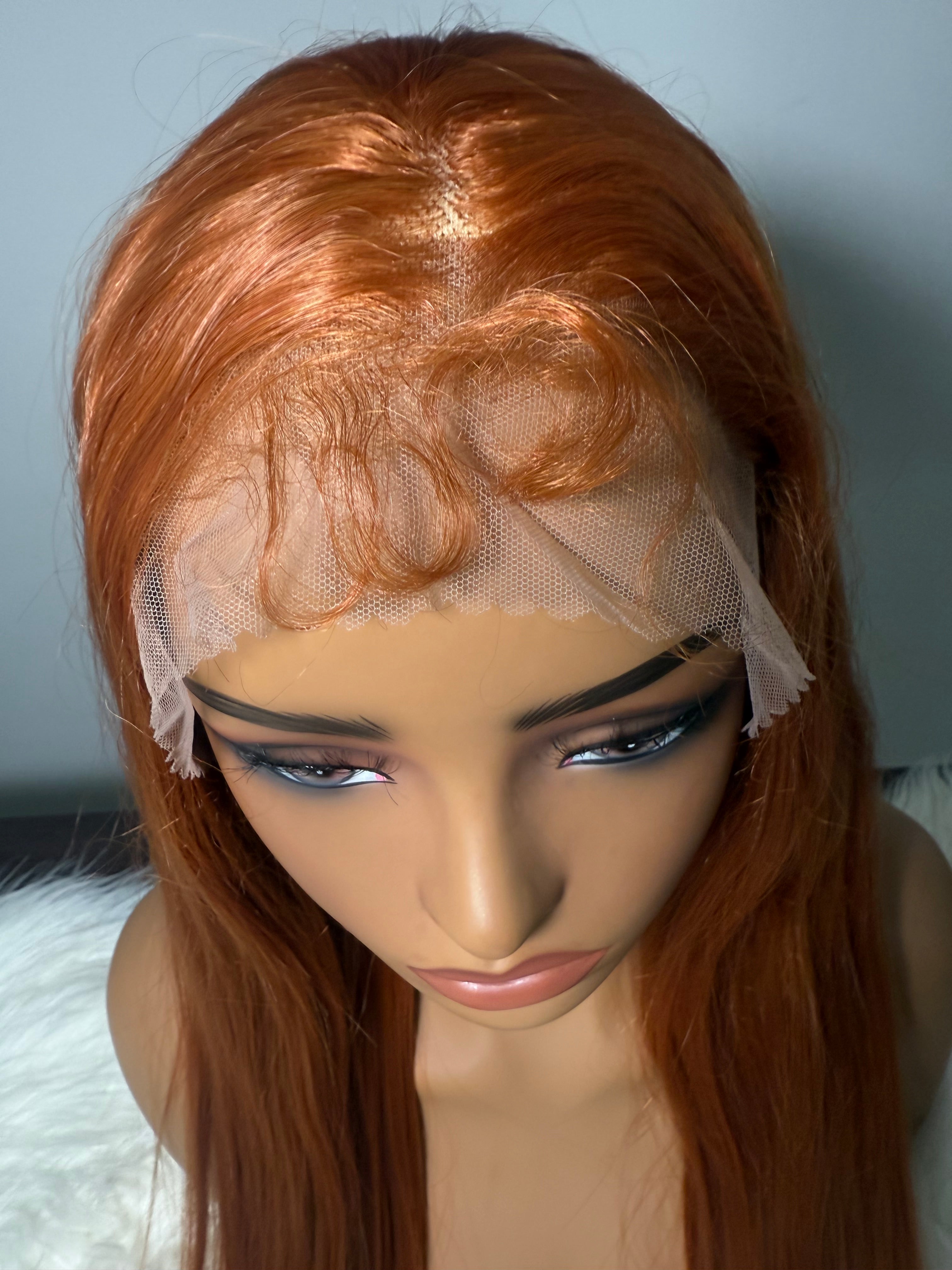 13x4 Ginger Orange Lace Front Wig – Long Straight Synthetic